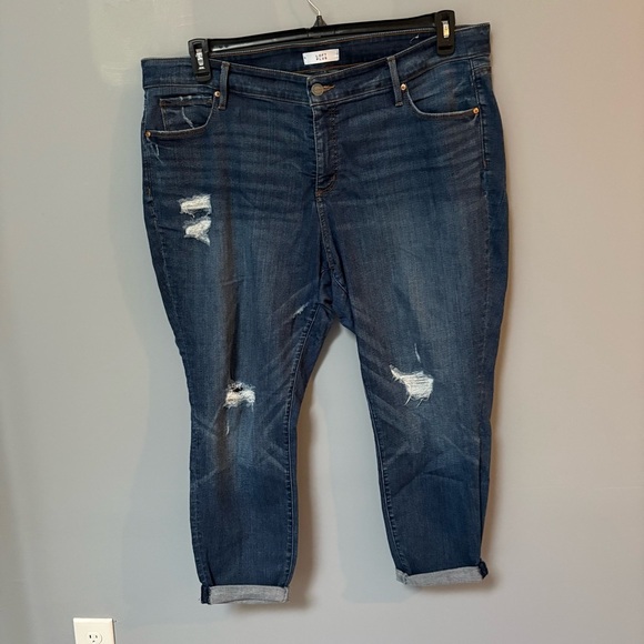 Loft plus modern skinny  Women's Blue Distressed Jeans. Size 22 loft plus jeans - Picture 2 of 5